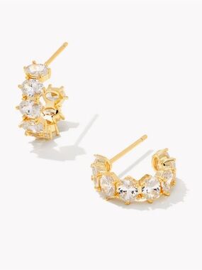 Kendra Scott Gold Cubic Zirconia Half-Hoop Stud Earrings - Women Jewelry
